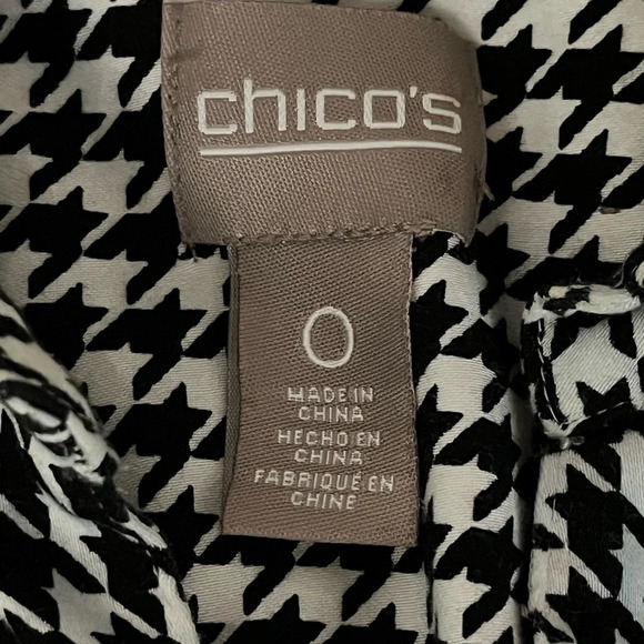 Chicos Houndstooth Ponte Knit Button Up Shirt Womens Tunic Classic Preppy Sz 0 - Picture 6 of 7
